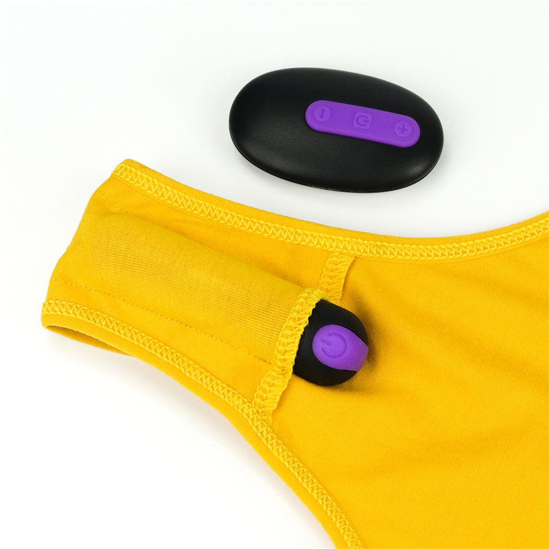 Ingen Bitch Vibrating Panties - Yellow Medium Size Rechargeable Vibrating Panties-LV770202M