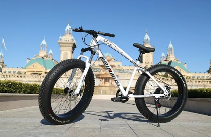 7 Speed Unisex Fat Tyre Mountain Bikes - White