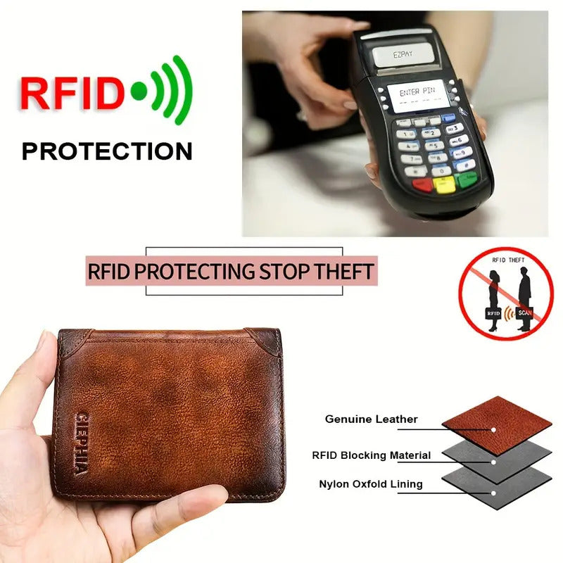 Vintage Genuine Leather RFID Blocking Wallet - CIEPHIA 