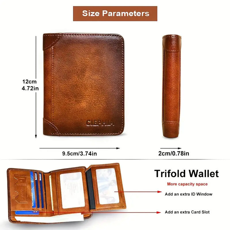 Vintage Genuine Leather RFID Blocking Wallet - CIEPHIA 