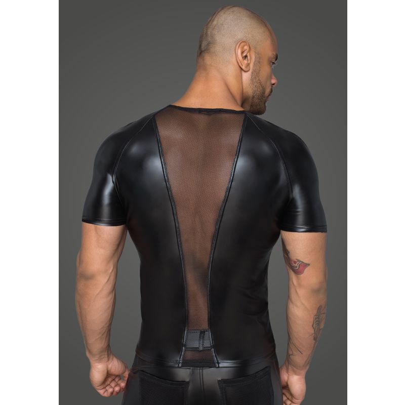 Power Wetlook Men T-shirt With 3D Net-H056-BLK-S