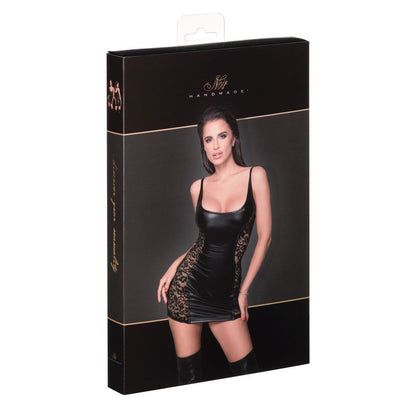 Power Wetlook Dress w Lace Inserts-F229-BLK-M