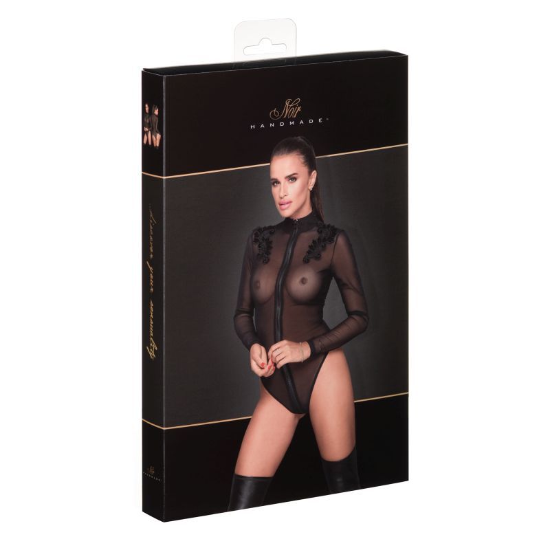 Zipped Tulle Bodysuit w Embroidery-F221-M