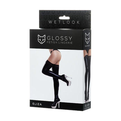 Glossy Wetlook Stockings w Lace Insert Eliza-955012-XL