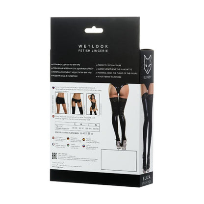 Glossy Wetlook Stockings w Lace Insert Eliza-955012-XL