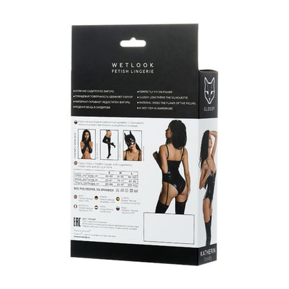 Glossy Wetlook Lace Up Bodysuit Katherin-955019-L