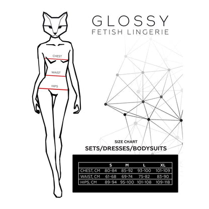 Glossy Wetlook Bodysuit w Zip Alessia-955024-S