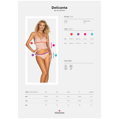 Delicanta Top and Panties Pink-1692-L/XL-PNK