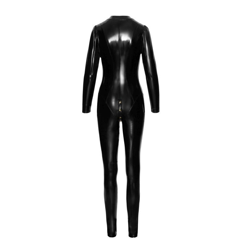 Long Button Up PVC Overall-F247-BLK-L