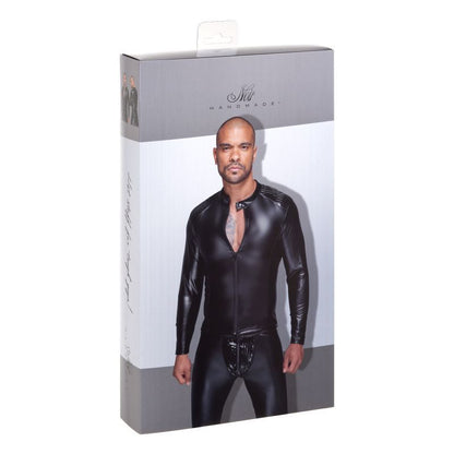 Power Wetlook Mens Jacket w Pleated PVC Epaulets-H052.00001-BLK-S