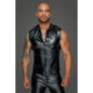 Powerwetlook Sleeveless Hooded Shirt w 2 Way Zipper-H062-BLK-M
