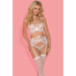 Bianca 4 Pc Bra G-String Garter & Stocking Set White-40056-WHT-M/L