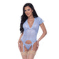 Cap Sleeve Basque and Thong Set-M312-PER-MED