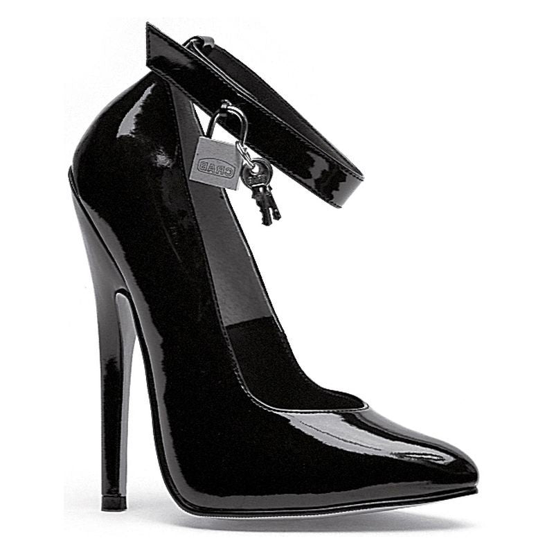 Fetish Pump w Lock and Key Black 6in-8267-BLK-8