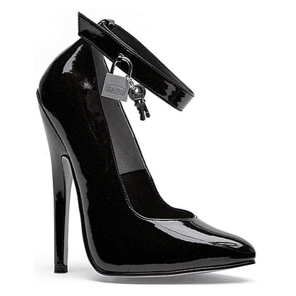 Fetish Pump w Lock and Key Black 6in-8267-BLK-8