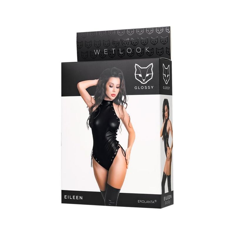 Glossy Eileen Bodysuit-955042-BLK-M