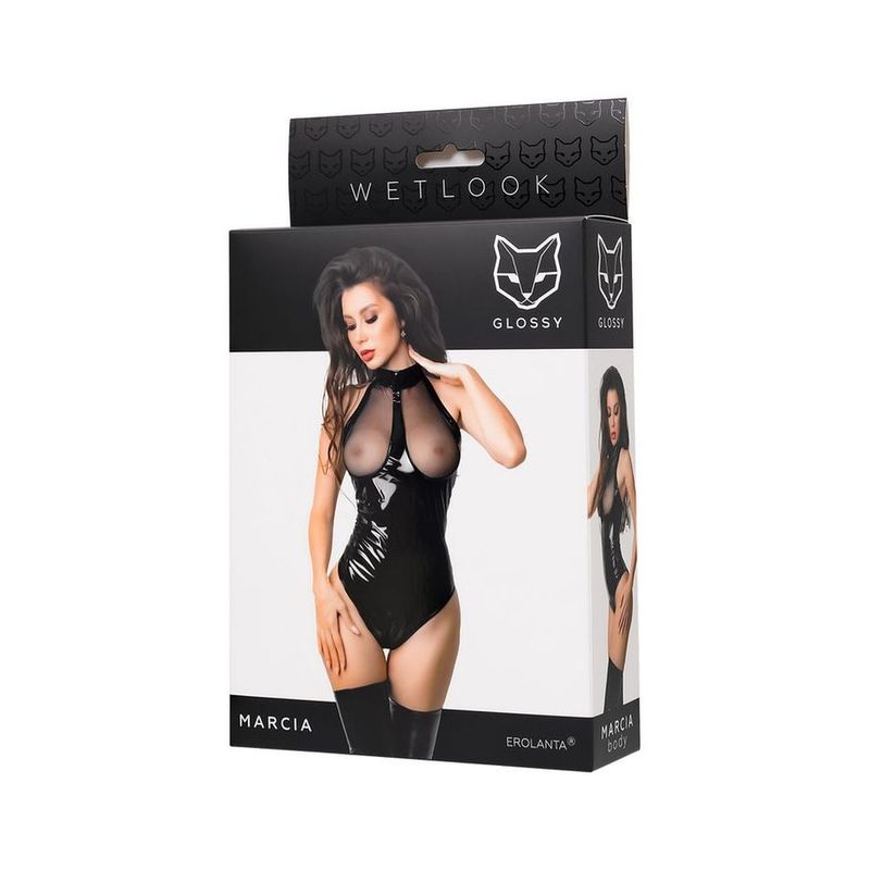 Glossy Marcia Bodysuit-955047-BLK-L