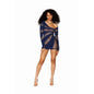 Dreamgirl Seamless Long-Sleeve Chemise Navy-12922-NOC-O/S