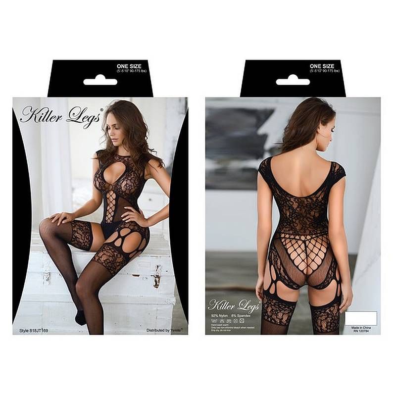 Floral Cross Back Fishnet Dress with Thong-818JT162-LAV-O/S