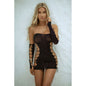 Strappy Cut-Out Mini Dress With Sleeves 2 Pc Set Black Sparkle-818JT450-BLK-O/S