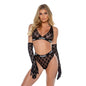 Playboy Flocked Bunny 2 Pc Lingerie Set Black-PBLI161-BLK-S