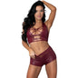 Thalia Burgundy Tease Two Piece Set-PAK261-BN-S/M
