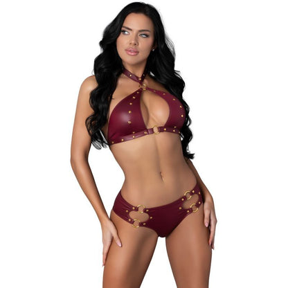 Juno Burgundy Jewel Two Piece Set-PAK244-BN-S/M