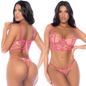 Candy Crush Lace Up Bra and Thong 2 Pc Set