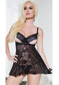 Cupless Mesh Babydoll With Lace Center Front Panel And Lace Bust Detail-GT191