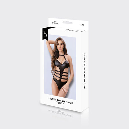 BACI WL Halter Top Wetlook Teddy - Black - One Size-BLW3243
