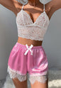 Flirty Satin And Lace Short Set-YSF2145