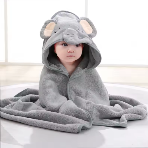Ultra-Soft Elephant Hooded Youngsters Towel 