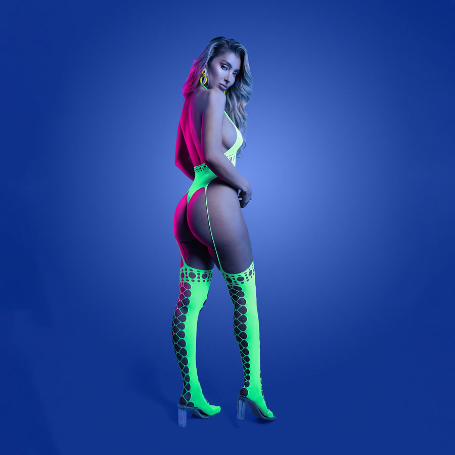GLOW Paradigm Bodystocking - OS - Glow In Dark Green - One Size-GL2552-OS-B