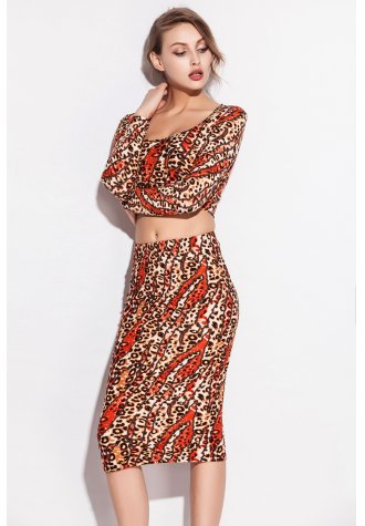 Luxury Digital Tiger Print Clubwear Set-YWC008-T