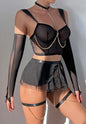 Dare To Bare 4 Piece Skirt Set-OLN3344-BK