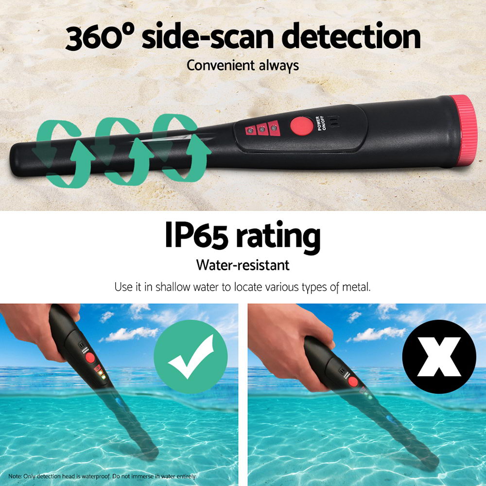 Metal Detector 40MM Sensitive Handheld Pinpointer Water Resistant Automatic Hunter Black