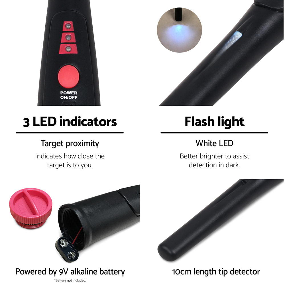 Metal Detector 40MM Sensitive Handheld Pinpointer Water Resistant Automatic Hunter Black