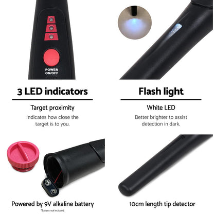 Metal Detector 40MM Sensitive Handheld Pinpointer Water Resistant Automatic Hunter Black