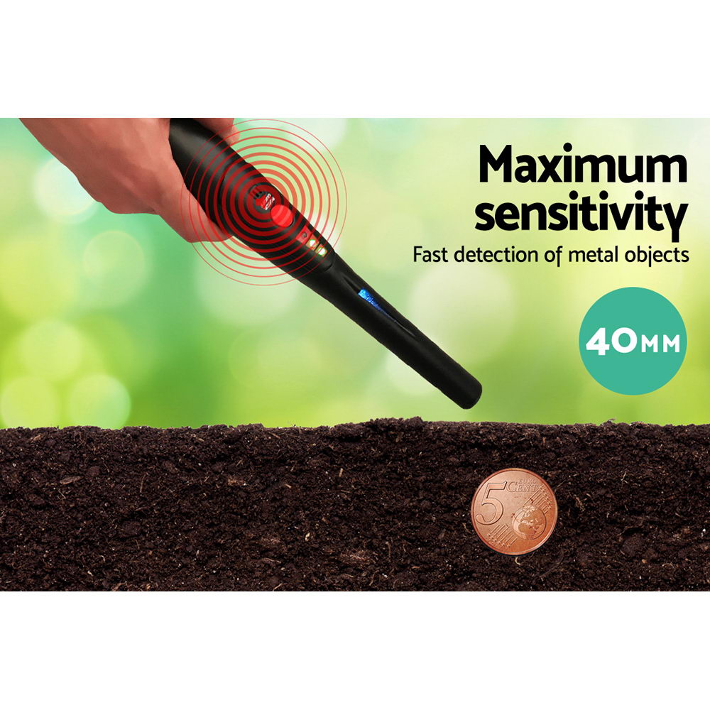Metal Detector 40MM Sensitive Handheld Pinpointer Water Resistant Automatic Hunter Black