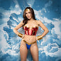 PLAY ROPE ME IN - SM - Red/Gold Superhero Costume Set - S/M Size-PL2525-SM-B