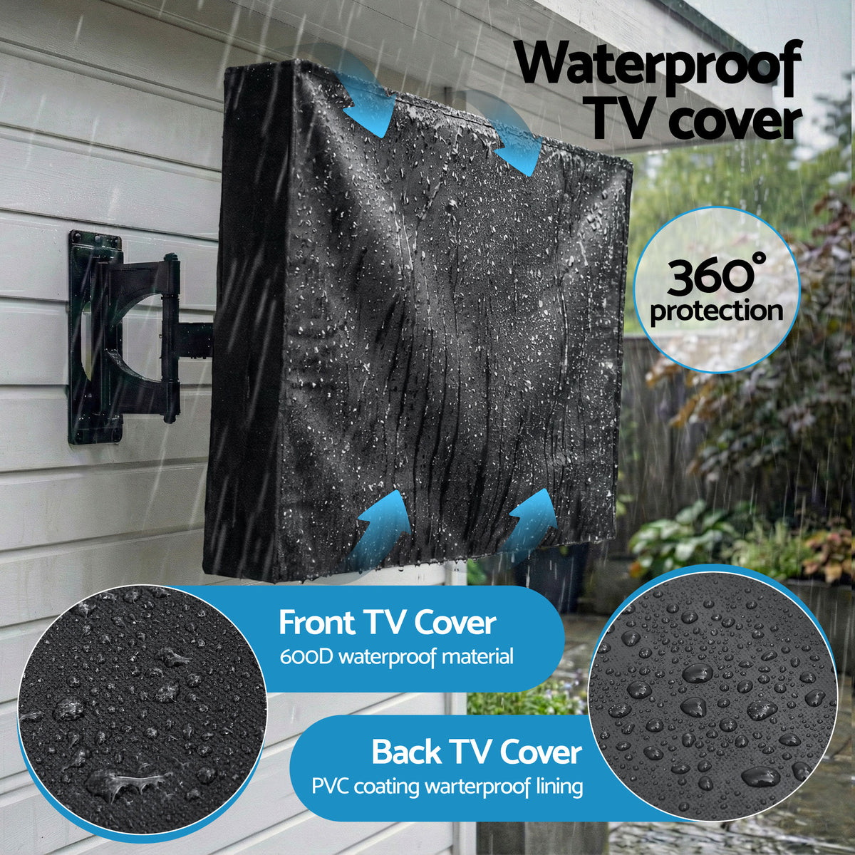 Artiss 55-58 Inch TV Cover Waterproof Outdoor Patio Flat Television Protector