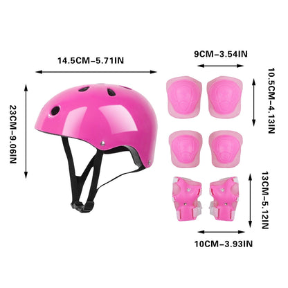 Kids Helmet Knee Elbow Pads Wrist Guard Sport Protective Gear Adjustable Scooter Skateboard Roller Bike Skate Cycling Set for Boy Girl Pink
