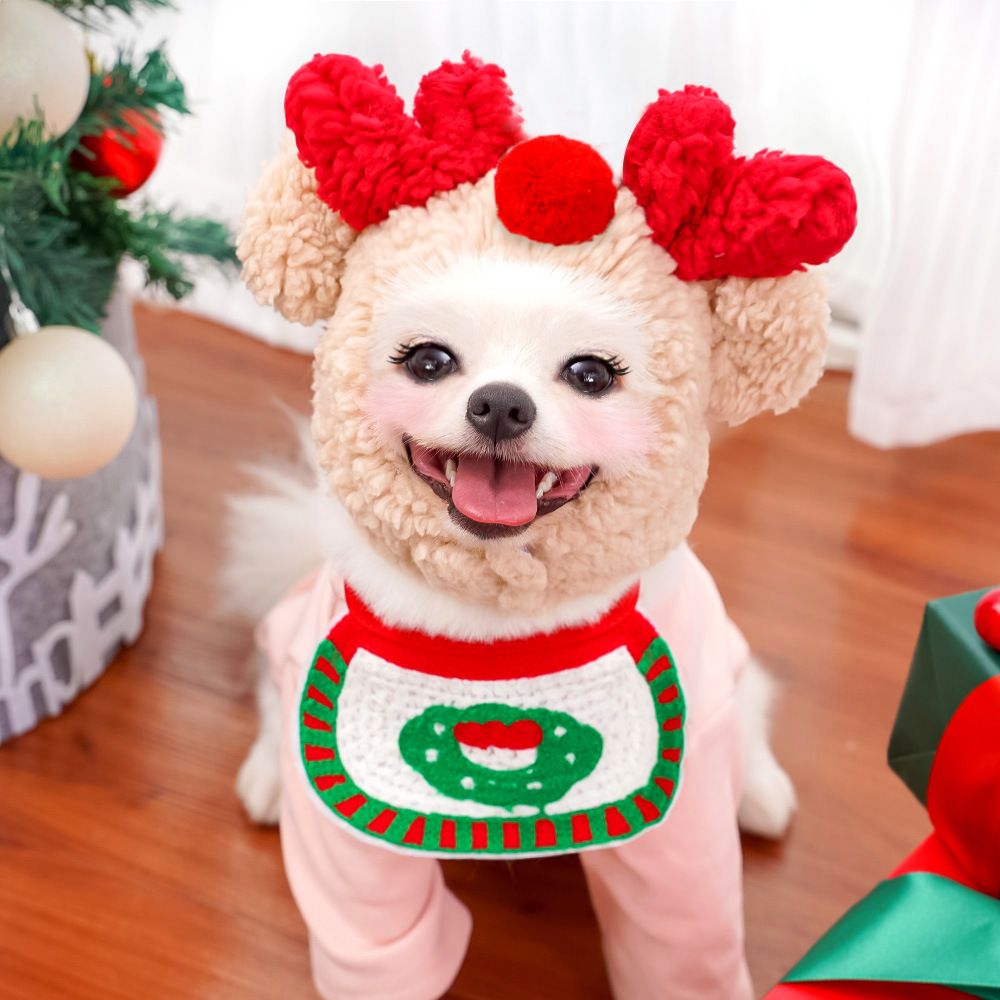 Weiwang Cartoon Pet Hat Christmas Deer Antlers White hat antlers L (good for 4.00 kg-7.50 kg pets)