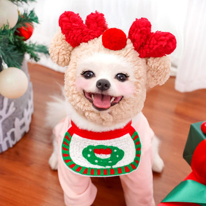 Weiwang Cartoon Pet Hat Christmas Deer Antlers White hat antlers L (good for 4.00 kg-7.50 kg pets)