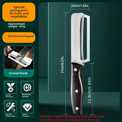 Heavy-duty stainless steel vegetable peeler and slicer - multi-functional kitchen tool with straight blade and ergonomic non-slip handle.