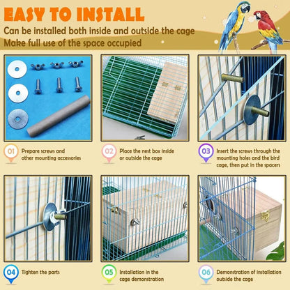 1-Piece Bird Breeding Nest Box with Perch, 29 x 15 x 15 cm