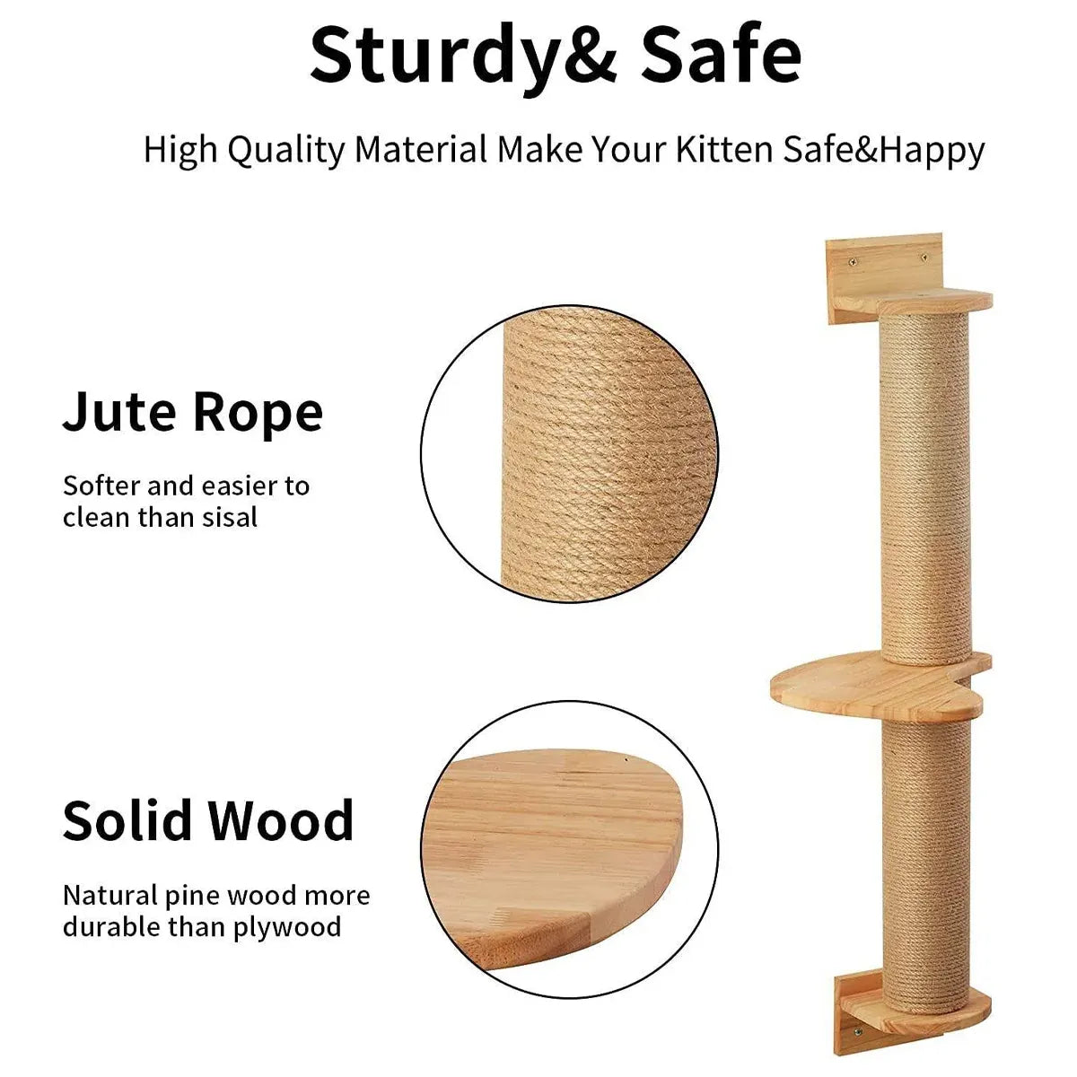 Cat Climbing Frame Wall Post Flax Rope Scratcher Hanging Toy Furniture Kittens