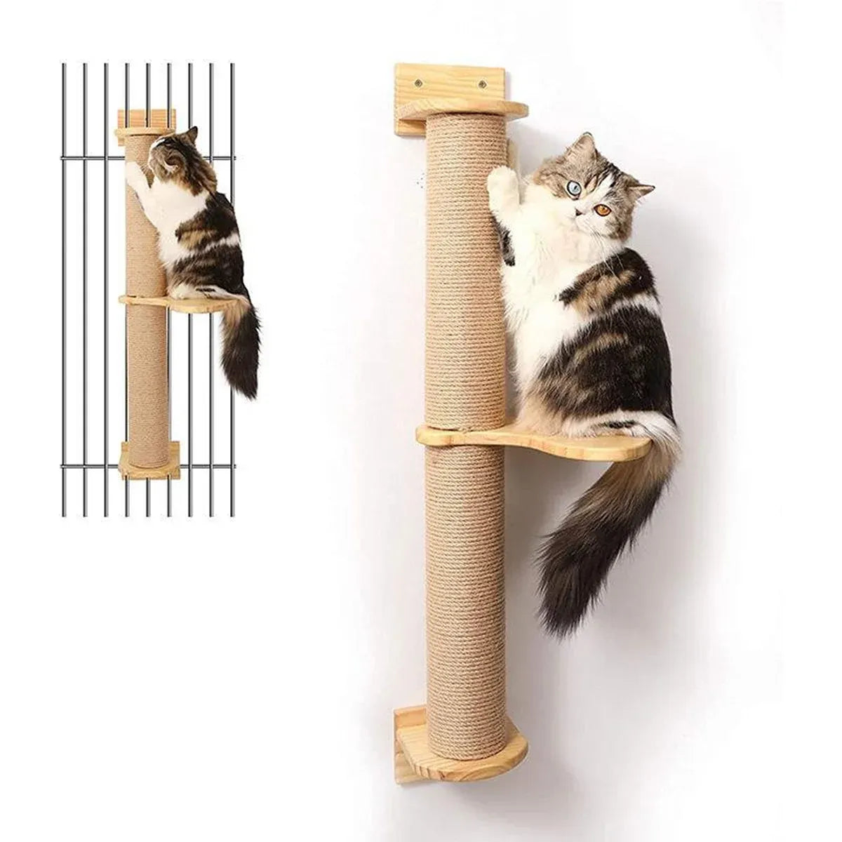 Cat Climbing Frame Wall Post Flax Rope Scratcher Hanging Toy Furniture Kittens