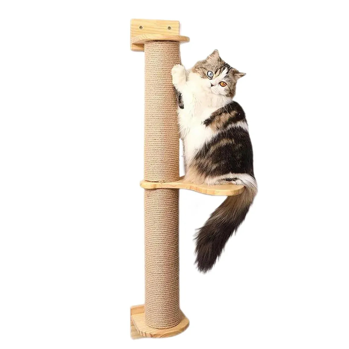 Cat Climbing Frame Wall Post Flax Rope Scratcher Hanging Toy Furniture Kittens