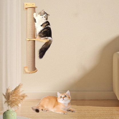 Cat Climbing Frame Wall Post Flax Rope Scratcher Hanging Toy Furniture Kittens